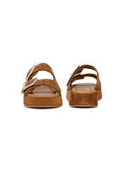 Zamszowe klapki damskie na platformie BUTYD-1242-1D(W26)