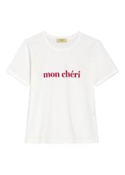 Biały T-shirt damski z nadrukiem TSHDT-0152-0B(W26) - widok produktu przodu, na białym tle. 