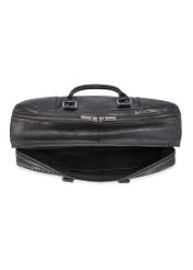 Czarna duża skórzana torba męska TORMS-0489-99(W26) - widok produktu z góry, na białym tle. 