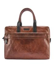 Brązowa skórzana torba męska TORMS-0488-1H(W26) - widok produktu z przodu, na białym tle. 