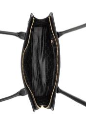 Czarna skórzana podłużna torebka damska TORES-1259-99(W26), widok produktu w środku na białym tle.