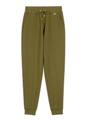 Spodnie damskie w kolorze khaki SPODT-0108-8D(W26) - widok produktu z przodu, na białym tle. 