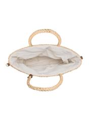 Słomkowa torebka damska shopper TOREC-0939-1E(W26), widok produktu w środku na białym tle.