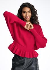 Czerwony sweter damski z taliowaniem SWEDT-0126-42(Z22)-05