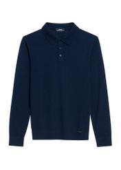 Granatowy sweter męski SWEMT-0184-68(Z25), produkt widoczny od przodu, na białym tle.