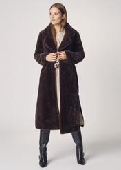 Długi płaszcz damski z paskiem FUTDP-0002-89(Z21)