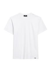 Biały T-shirt męski z bawełny merceryzowanej TSHMT-0135-11(Z25), widok produktu od przodu na białym tle.