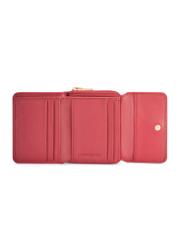 Mały czerwony skórzany portfel damski PORES-0990-4C(W26), widok produktu od środka na białym tle.