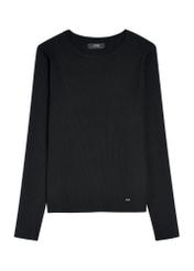 Prążkowany longsleeve damski LSLDT-0028-99(Z25), widok produktu od przodu na białym tle.