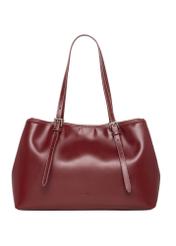 Bordowa duża torebka shopper TOREC-1381-4C(Z26), widok produktu z przodu na białym tle.