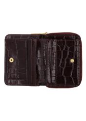 Bordowy portfel damski croco PORES-0888B-4D(Z26), widok produktu w środku na białym tle.