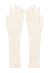 Long cream women's gloves REKDT-0030-80(Z24)-02