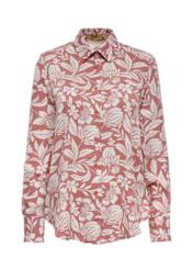 Pink women's shirt with a floral motif KOSDT-0158-34(Z24)-04