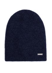 Granatowa czapka damska CZADT-0209-69(Z25) - widok produktu z przodu na białym tle. 