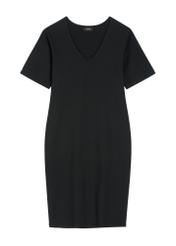 Czarna bawełniana sukienka SUKDT-0185A-99(W26), widok produktu z przodu na białym tle.