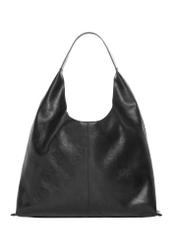 Czarna torebka damska na ramię typu shopper TOREC-1385-99(Z26). Widok od tyłu na białym tle.