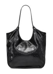 Czarna torebka damska shopper TOREC-1122-9F(W26), widok produktu z tyłu na białym tle.