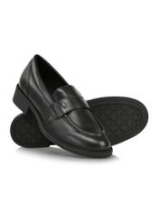 Black leather women's loafers BUTYD-1117-99(Z24)-05