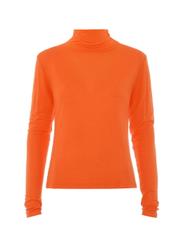 Orange women's blouse with half turtleneck BLUDT-0111-30(Z20)-02