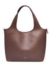 Brązowa torebka shopper damska TOREC-1259-1H(Z26), widok produktu od przodu na białym tle.