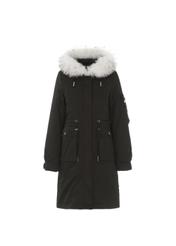 Czarna zimowa parka damska z kapturem KURDT-0271-99(Z20)-04