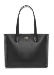 Czarna skórzana torebka shopper damska TORES-0971E-99(Z25) - widok produktu z przodu na białym tle.