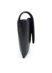 Czarne etui z łańcuszkiem POREC-0410-99(W25), widok boku produktu na białym tle.