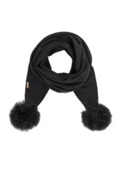 Black women's scarf with pompoms SZADT-0180-99(Z24)-01