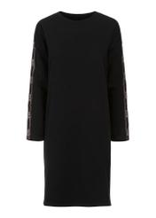 Czarna luźna sukienka z długim rękawem SUKDT-0171-99(Z23)