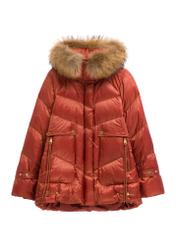 Kurtka damska w kolorze rudym z naturalnym ociepleniem KURDT-0619-3D(Z26)