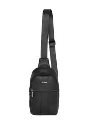 Czarna męska skórzana nerka crossbody TORMS-0538-9I(Z26), widok produktu od przodu na białym tle.