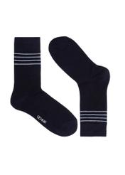 Long navy blue men's socks SKAMT-0177-69(Z24)-01