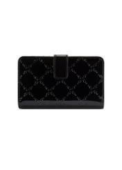 Czarny portfel damski z monogramem POREC-0420-98(Z25) - widok produktu z tyłu na białym tle.