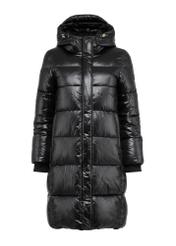 Black long quilted women's jacket KURDT-0531-99(Z24)-05