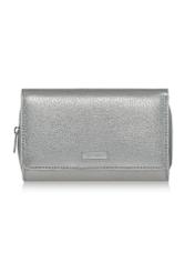 Srebrny skórzany portfel damski PORES-0801B-92(W23)