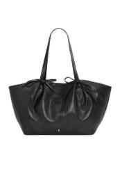 Czarna torebka z kokardkami typu shopper TOREC-1378-99(Z26), widok produktu z przodu na białym tle.