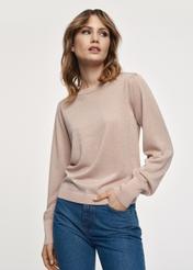 Jasnoróżowy błyszczący sweter damski SWEDT-0182-34(Z23)