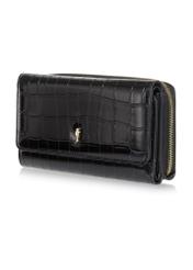 Duży czarny portfel damski croco POREC-0351-97(Z23)