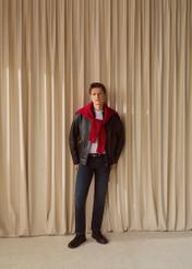 Czarna skórzana kurtka męska KURMS-0363-99(W26)