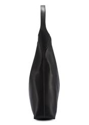 Czarna duża torebka damska TOREC-1199-99(W26) - widok produktu z boku, na białym tle. 