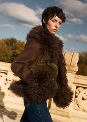 Brązowe wełniane futro damskie FUTDF-0113-3182(Z25)