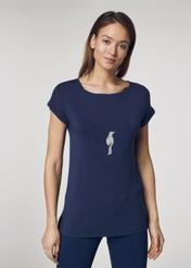 Wydłużony granatowy T-shirt damski TSHDT-0067-69(W21)-01