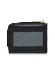 Czarny mały portfel damski POREC-0400A-99(Z25), widok produktu z tyłu na białym tle.