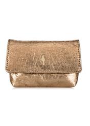 Mały złoty skórzany portfel z  łańcuszkiem PORES-0877-28(Z23)