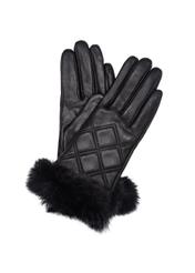 Women's leather gloves with fur REKDS-0071-99(Z23)-01