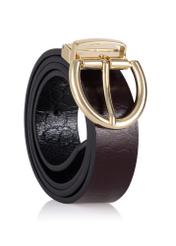 Two-sided burgundy and black women's belt PASDS-0175B-15(Z23)-02