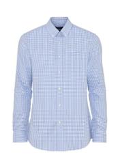 Błękitna koszula męska w drobną kratkę KOSMT-0277-62(W24)