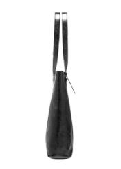 Czarna damska torebka shopper TOREC-1086-99(Z25), widok produktu z boku na białym tle. 