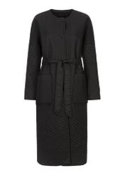 Czarny płaszcz damski oversize z paskiem KURDT-0437-99(W23)