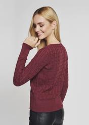 Bordowy sweter dekolt V damski SWEDT-0148-49(Z21)-03